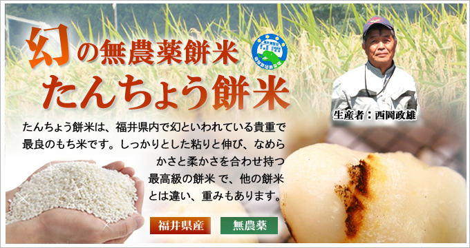 新米27年産 無農薬 たんちょう餅米