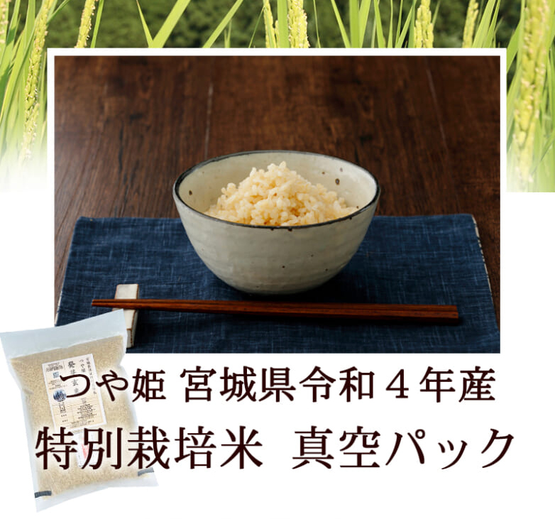 発芽玄米 無農薬・無化学肥料 つや姫 宮城令和4年産 特別栽培米 真空
