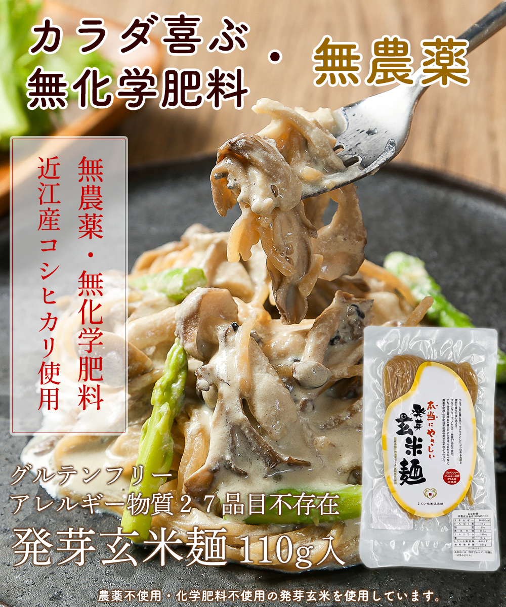 カラダ喜ぶ・無化学肥料 無農薬 発芽玄米麺 100g入