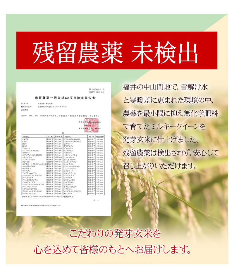 残留農薬未検出を確認